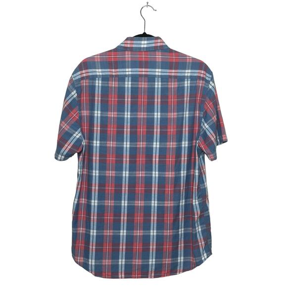 Faherty red blue plaid short sleeves buttoned casual shirt size M - Picture 2 of 8